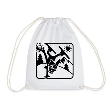 Funny Skiing Handstand Slope - Drawstring Bag - white - Front
