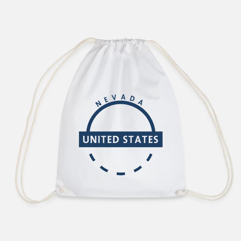 Nevada Circular State Badge - Drawstring Bag - white