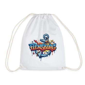 Flensburg Graffiti with Anchor - Drawstring Bag - white - Front