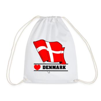 DÄNEMARK – Flagge mit Herz - Turnbeutel - Weiß - Vorne
