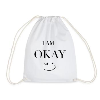 I Am Okay – Design minimaliste de déclaration de sourire - Sac de sport léger - blanc - Devant