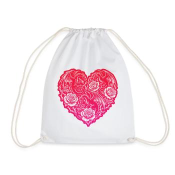 Heart Romantic Dragon Roses Love - Drawstring Bag - white - Front