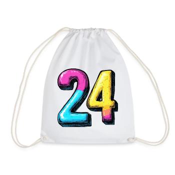 24 Zahl Bunt - Turnbeutel - Weiß - Vorne