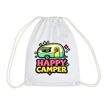 Fröhlicher Retro Camper - Turnbeutel - Weiß - Vorne