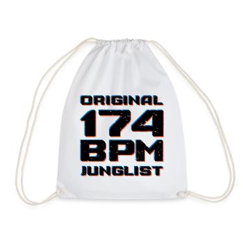 Original 174 BPM Junglist DNB Drum and Bass - Drawstring Bag - white - Front