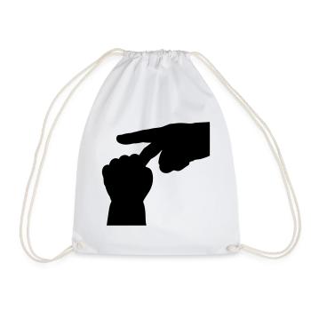 Minimalist Art T-shirt - Human Touch Hand - Drawstring Bag - white - Front