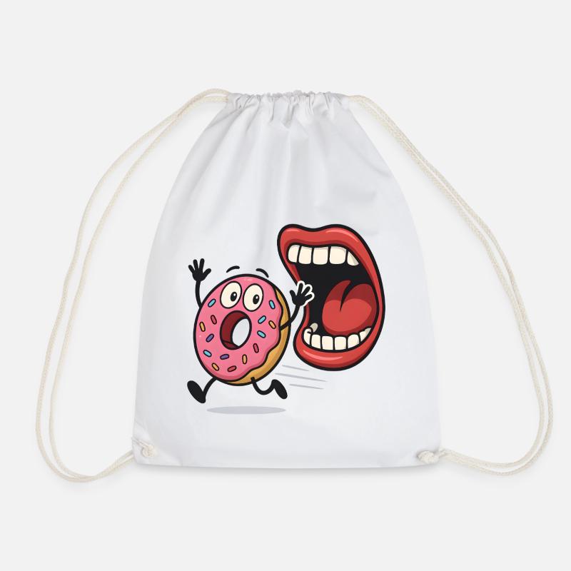 Running Donut Humor - Drawstring Bag - white