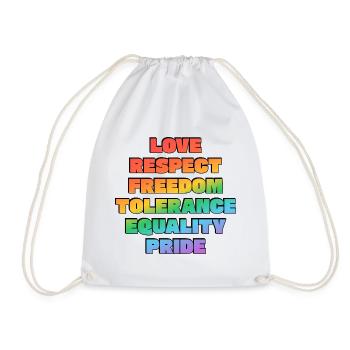 Rainbow Pride Values - Drawstring Bag - white - Front