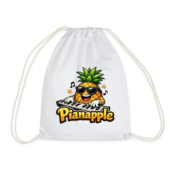 Pianapple Pineapple Pianist - Drawstring Bag - white - Front