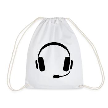 Headphone headset gift - Drawstring Bag - white - Front