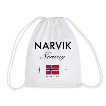 Narvik Norwegen Koordinaten Reise Souvenir - Turnbeutel - Weiß - Vorne