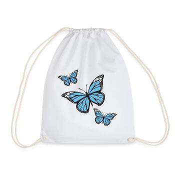 Blue butterflies - Drawstring Bag - white - Front