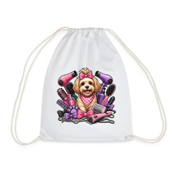 Frisierhund Glam Pink und Lila Styling - Turnbeutel - Weiß - Vorne