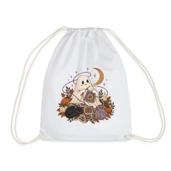 Cozy Ghost Knitting Autumn Night - Turnbeutel - Weiß - Vorne