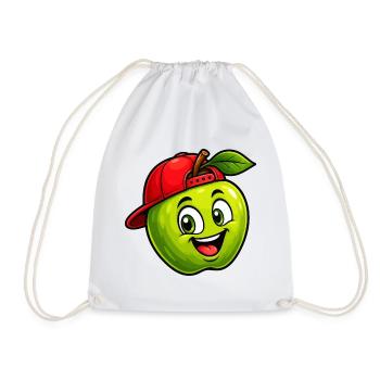 Spritziger Apfel mit Snapback - Turnbeutel - Weiß - Vorne