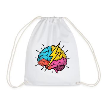Flash Brain – Gehirn & Blitz im Pop-Art-Look - Turnbeutel - Weiß - Vorne