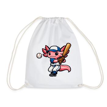 Axolotl beim Baseball – Süßes Sportmotiv - Turnbeutel - Weiß - Vorne