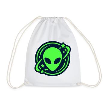 Alien Kopf Weltraum Logo - Turnbeutel - Weiß - Vorne