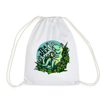 Tea Rex - Türkis -  (NO AI / Ohne KI) - Turnbeutel - Weiß - Vorne