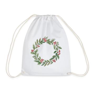 Minimalistisches Weihnachtskranz-Aquarell - Turnbeutel - Weiß - Vorne