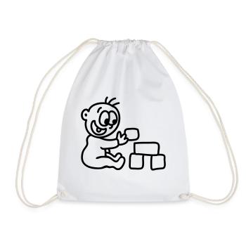 Baby - building blocks - line - Drawstring Bag - white - Front
