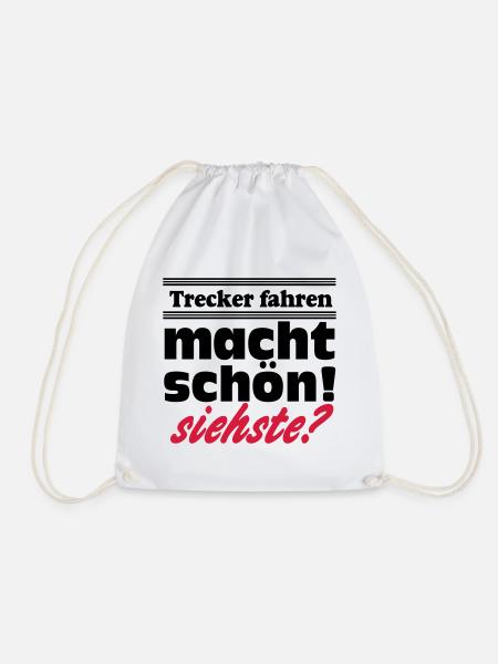 Traktor , Trecker , Trecker fahren (25) - Turnbeutel - Weiß