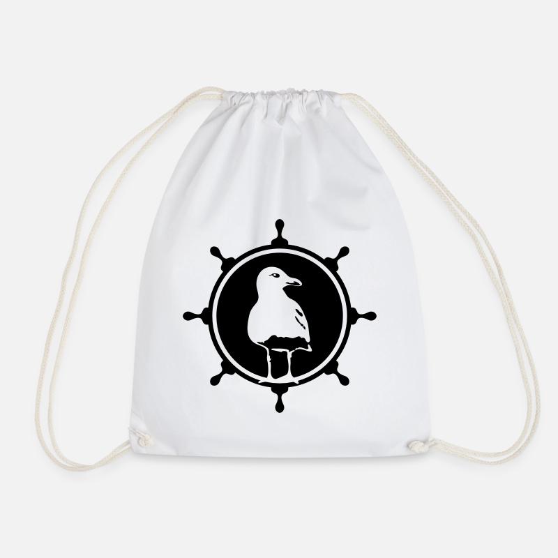 Seagull control wheel Seagull coast beach north of - Drawstring Bag - white