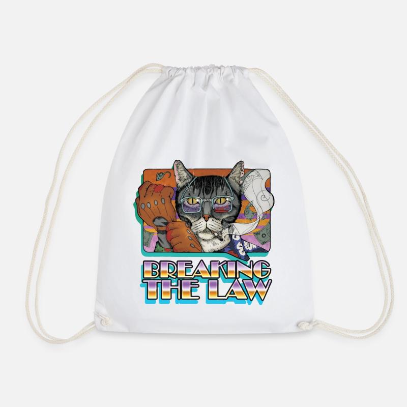 Crime Cat-Breaking the Law - Drawstring Bag - white