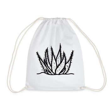 Aloe vera agave cactus drawing - Drawstring Bag - white - Front
