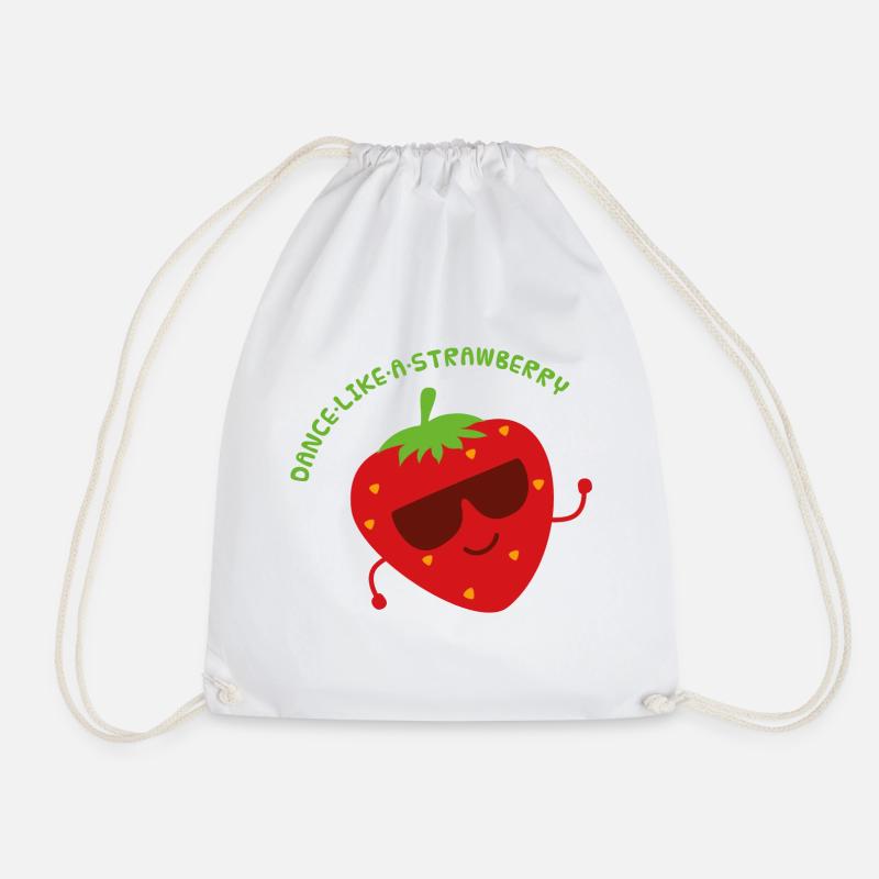 Dancing strawberry - Drawstring Bag - white