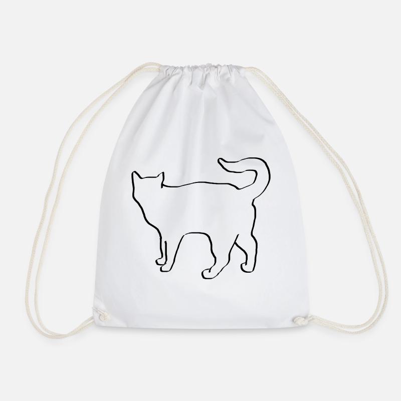 Katze Zeichnung Silhouette Cat Miau Geschenk - Turnbeutel - Weiß
