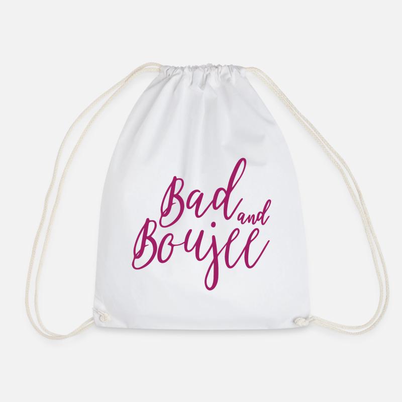 Bad And Boujee Graphic - Drawstring Bag - white