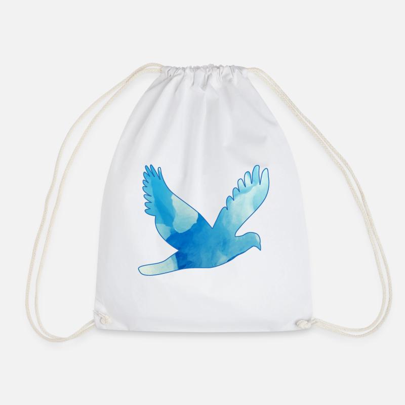 Dove flying / pigeon - Drawstring Bag - white