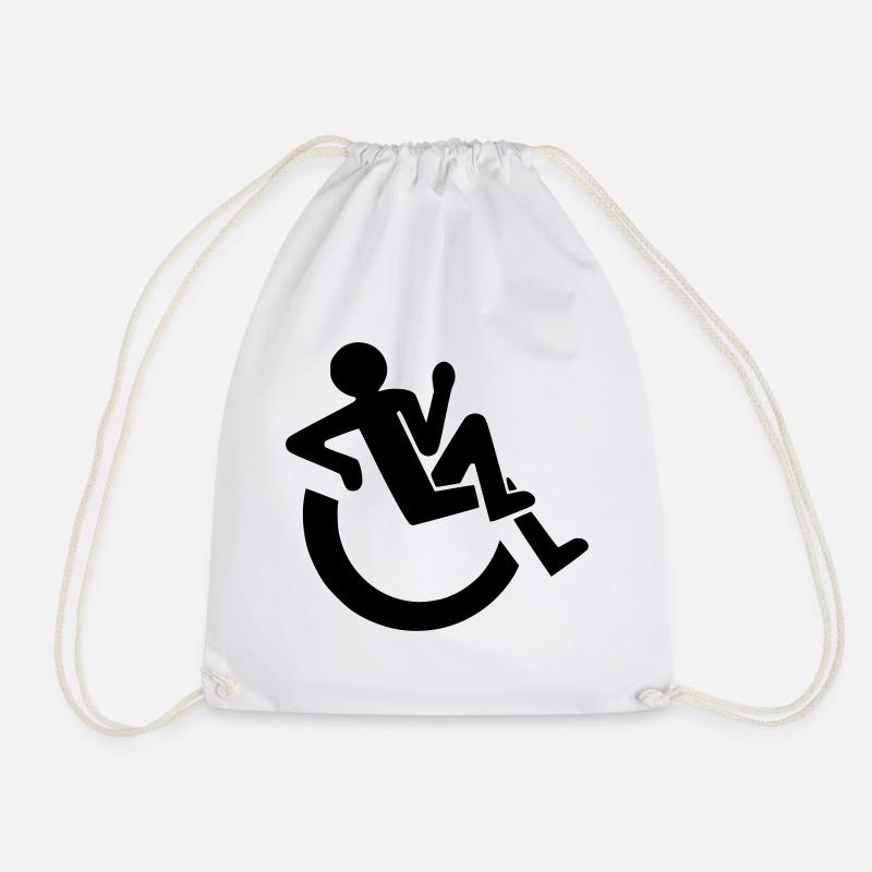 Relaxed wheelchair user, roller, disabled # - Drawstring Bag - white