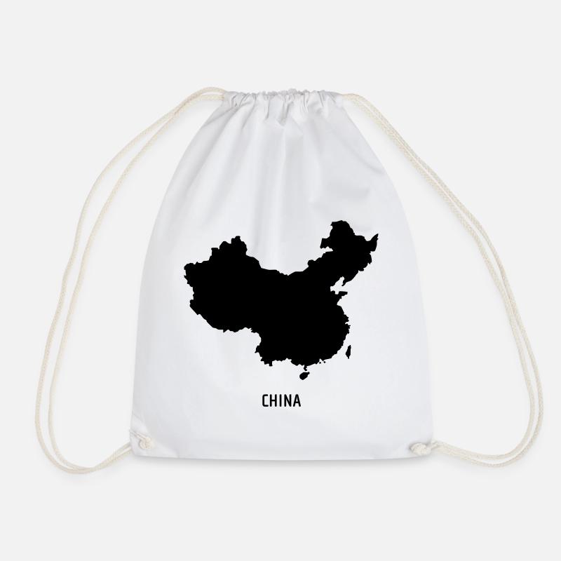 China - Landmap Map - Drawstring Bag - white