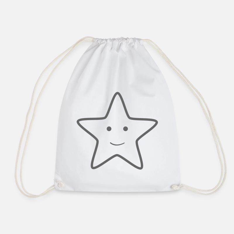 smiling star - Drawstring Bag - white