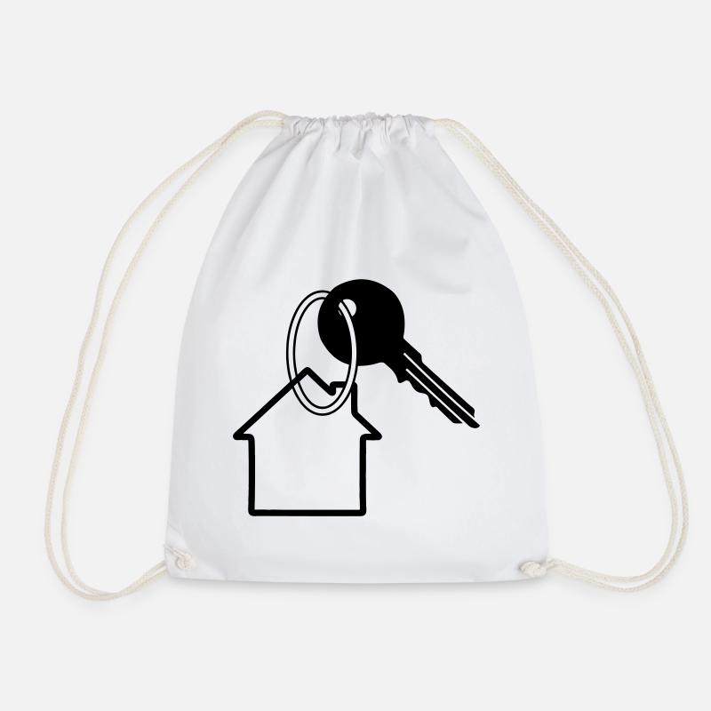 Key with house key for house purchased logo 2 - Drawstring Bag - white