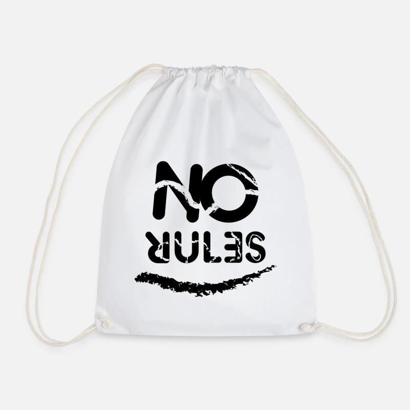 No Rules sign - Drawstring Bag - white