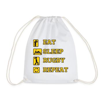 EAT SLEEP RUGBY REPEAT - Drawstring Bag - white - Front