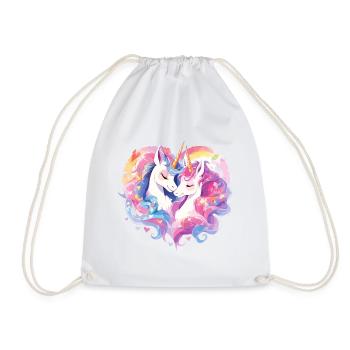 Unicorn Heart Love Cuddle Hug Cute Cute - Drawstring Bag - white - Front