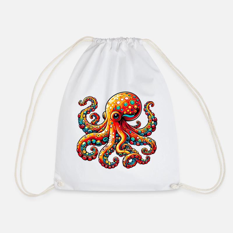 Octopus - Drawstring Bag - white