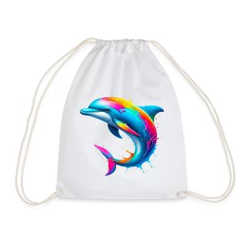 Dolphin - Drawstring Bag - white - Front