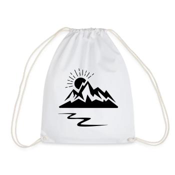 Mountain logo - Drawstring Bag - white - Front