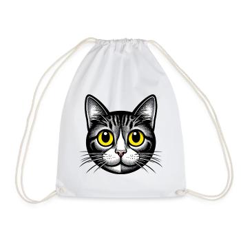 Cat - Drawstring Bag - white - Front