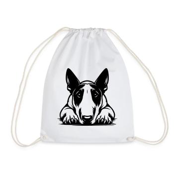 Bull Terrier Head with Paws - Drawstring Bag - white - Front