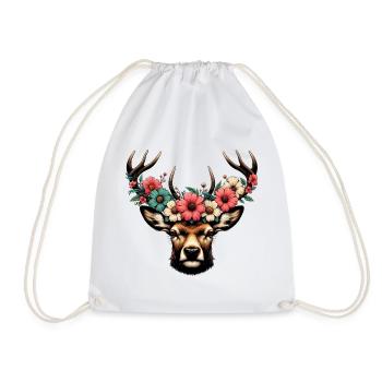 Cerf avec des fleurs - Sac de sport léger - blanc - Devant