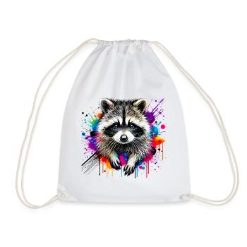 Raccoon - Drawstring Bag - white - Front
