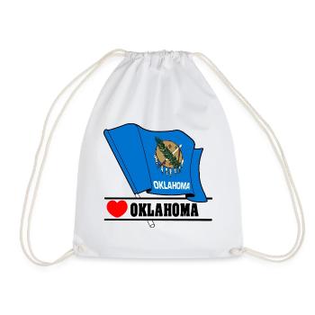 Flag Oklahoma heart OKLAHOMA - Drawstring Bag - white - Front