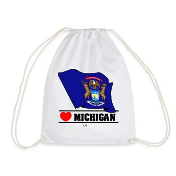 Flag Michigan heart MICHIGAN - Drawstring Bag - white - Front