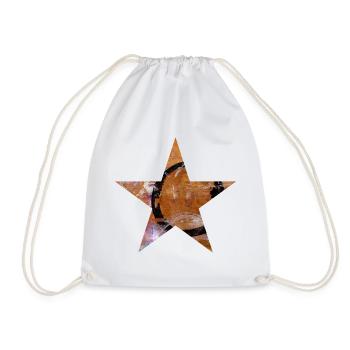 Star - Five Prongs - Symbol - Monoprint - Circle - Drawstring Bag - white - Front